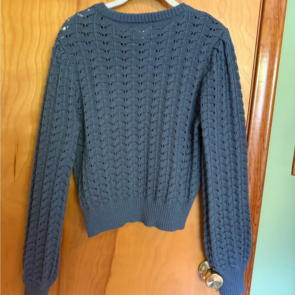 Marled Teal Crew Neck Sweater - Picture 4 of 4